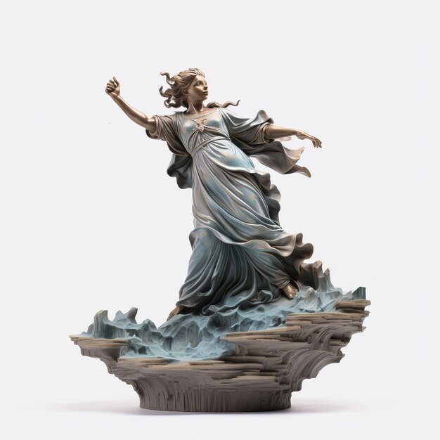 Romantic Riverscape Phoenix Goddess Statue 3D Model Illustration