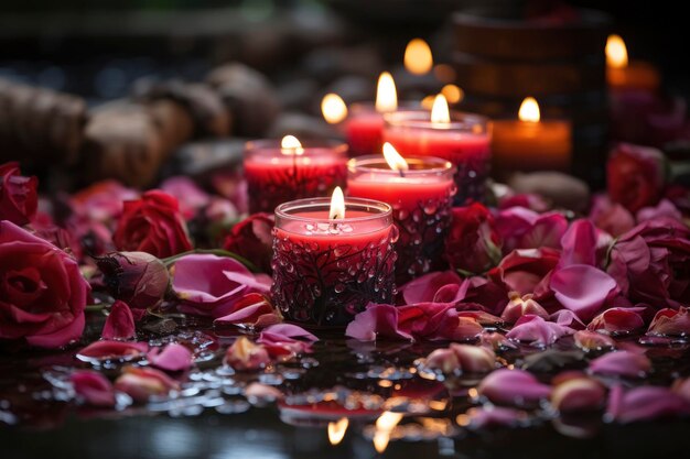 Romantic roses and candles ambiance