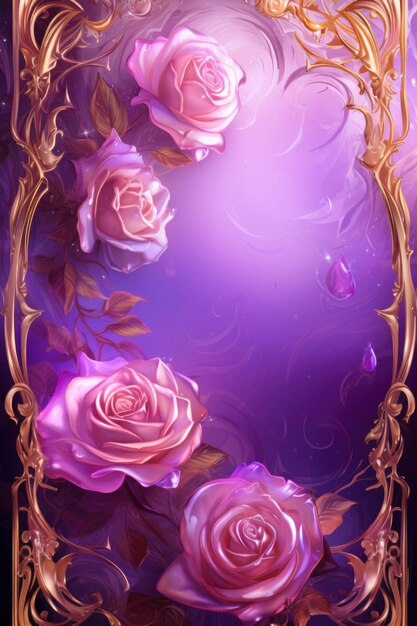 ロマンチックなバラのパターンのフレームのHD壁紙の背景