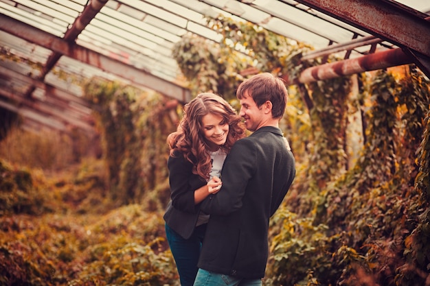 Romantic and smiling couple