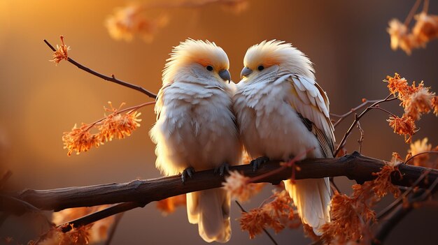 Romantic Soft Focus Pair of Lovebirds