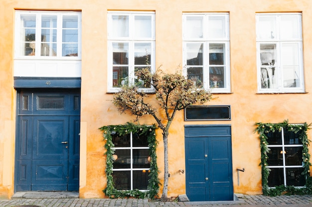 Romantic suburban building with old facade