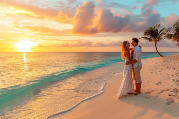 A romantic sunset on the beach