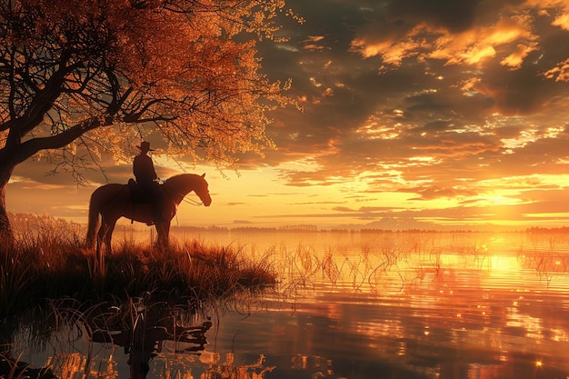 A romantic sunset horseback ride