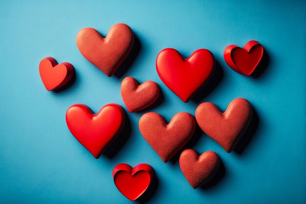 Романтический сюрприз красные сердца на синем фоне Дня святого Валентина