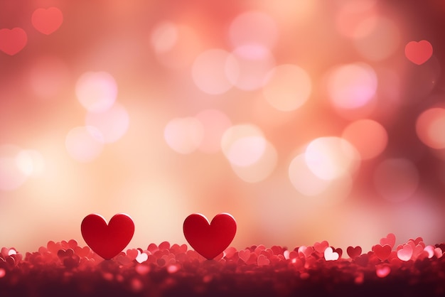 Romantic Valentine Day Background with Elegant Red Hearts