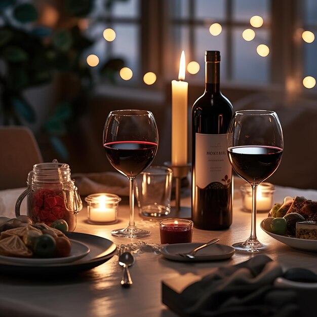 Romantic Valentine's Day dinner table