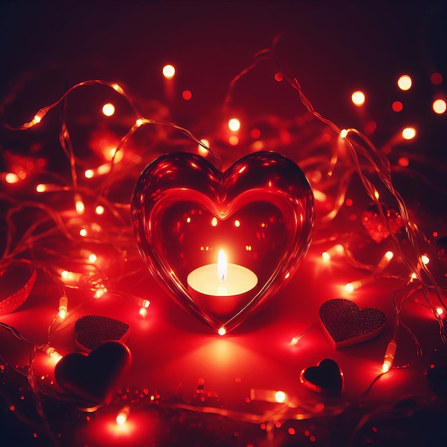 ロマンチックなバレンタインデー 赤いライトの背景は愛