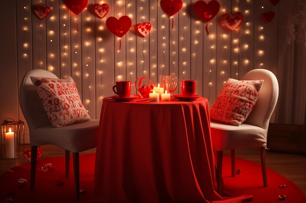 Romantic valentines day home decoration for a memorable evening