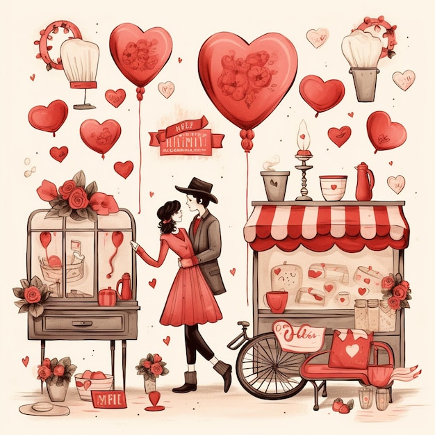 Romantic Valentines Day Shop Clipart