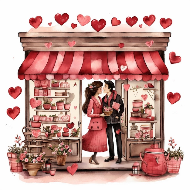 Romantic Valentines Day Shop Clipart