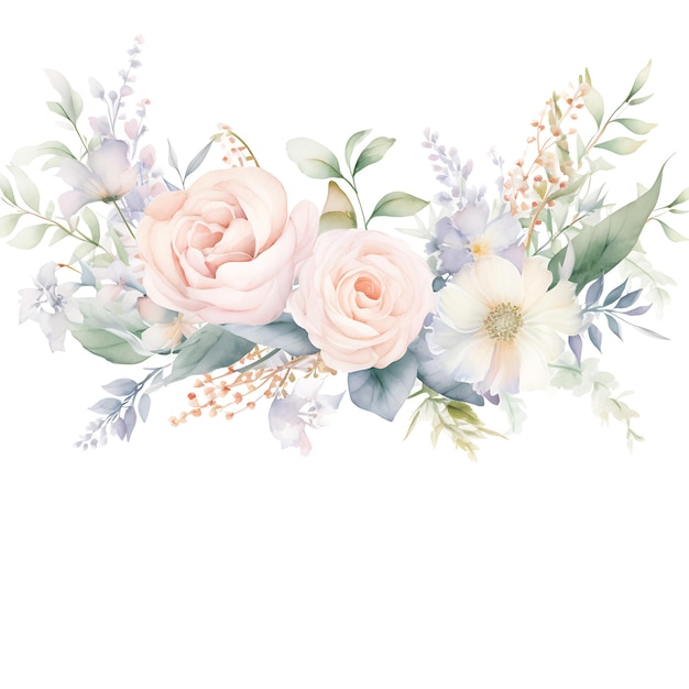 Premium Photo | Romantic watercolor floral border