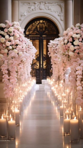 ロマンチックな結婚式の廊下の花