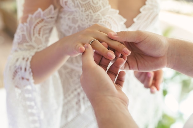 Romantic wedding ceremony outdoors