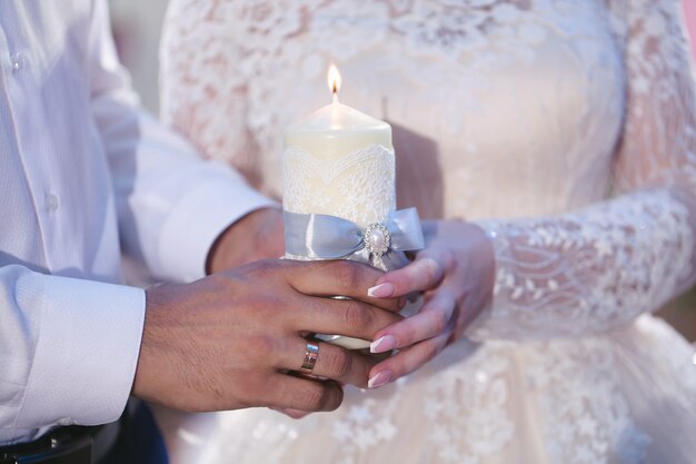 Romantic wedding ceremony outdoors