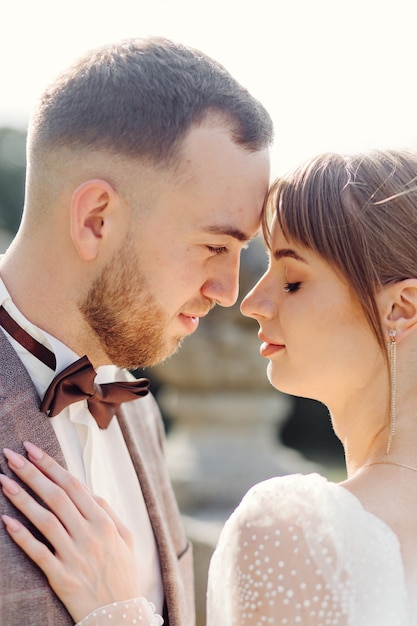 Romantic wedding couple in love