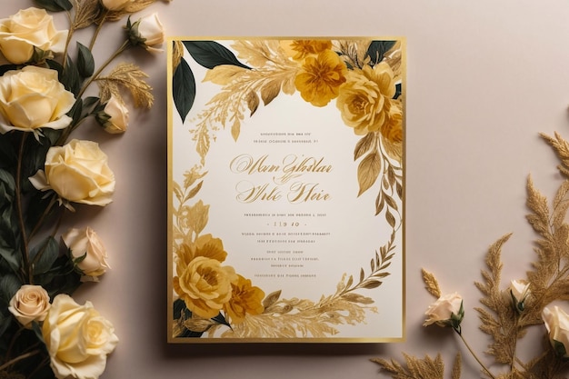 Romantic wedding invitation cards floral watercolor