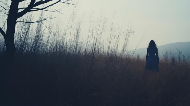 Foto romanticeerd plattelandsleven een vaag portret in lang gras