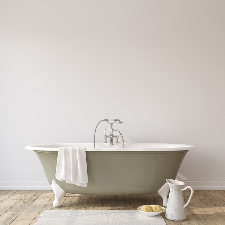 Romantiek badkamer. Interieur mock-up. 3D render.