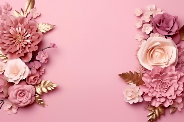 Romantisch boeket van blanco bloemenroze bloesems met kopieerruimte Natuurlijke bloemenroze frame-indeling