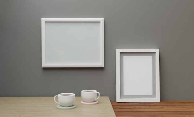 Romantisch frame met twee koffiekopjes