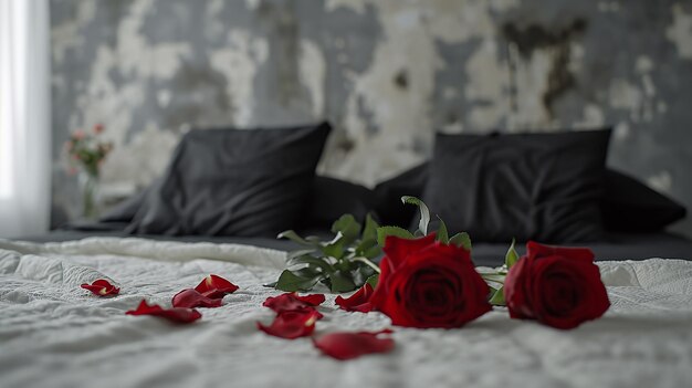 Romantisch rood een symfonie van rozen op zijden lakens