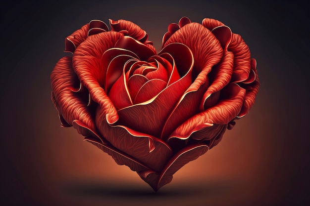 Romantisch rood hart van rozenblaadjes op rode achtergrond Valentijnsdag