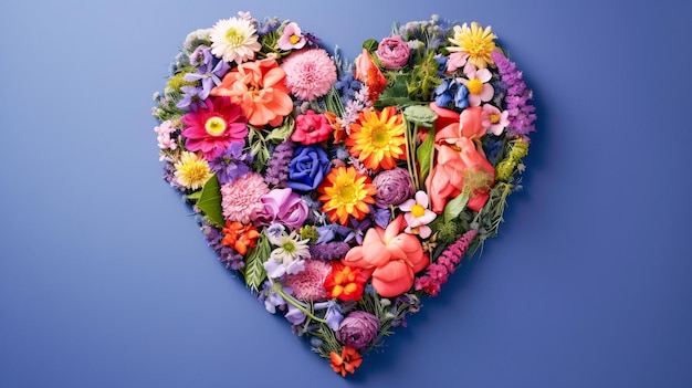 Romantische bloemenverliefdheid op blauwe achtergrond Generatieve AI