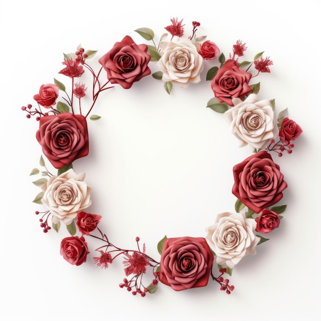 Romantische en harmonieuze rangschikking van roze rozen omringd door groene bladeren