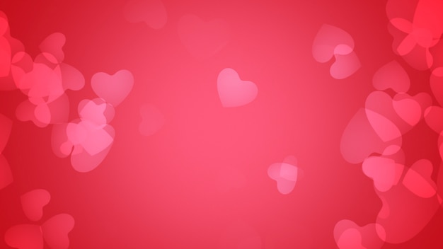Romantische harten op rode achtergrond. Happy Valentijnsdag vakantie groet. Luxe en elegante stijl 3D illustratie