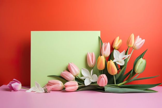 Romantische kaartjes voor speciale gelegenheden met tulpen en een oranje achtergrond