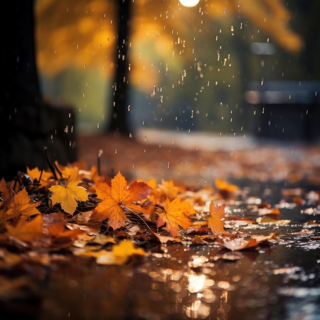 Foto romantische regenachtige herfst achtergrond