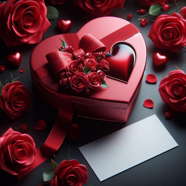 Foto romantische scène met glanzend hart cadeau valentijnsdag geschenk valentiijnsdag kaartje valentiinjaren