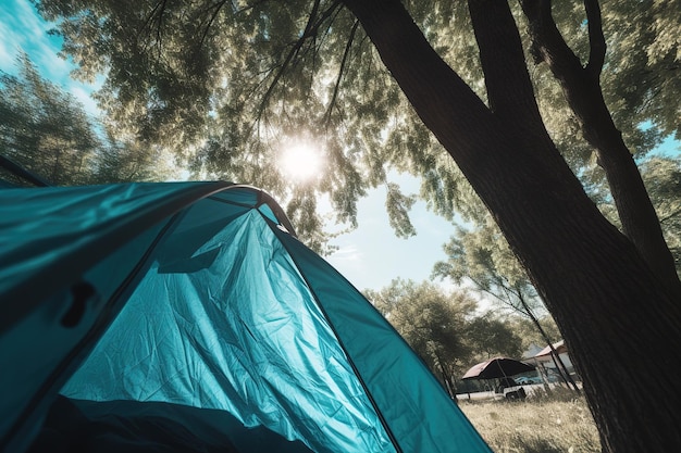 Romantische stelletjes en schattige honden die hun lichaam en geest ontspannen op de camping Het vuur branden met uitzicht op de bergen Er is een nachtelijke hemel op het bos en de heuvels Natuur neplandschap