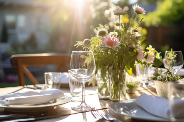 Romantische tafelschikking met kaarsen en bloemen