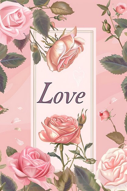 Romantische tuinpostkaart met bloeiende rozen en Tex-illustratie Vintage decoratieve postkaart