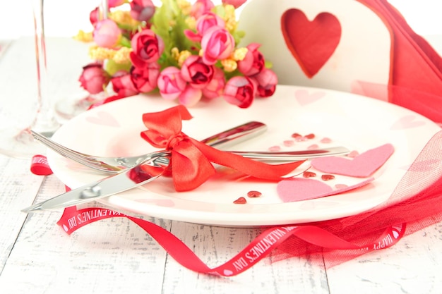Romantische vakantie tafel setting, close-up