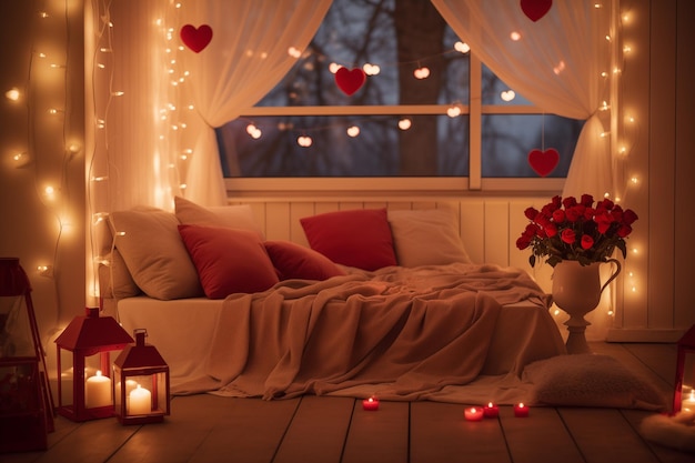 Romantische Valentijnsdag huis decoratie voor een gedenkwaardige avond
