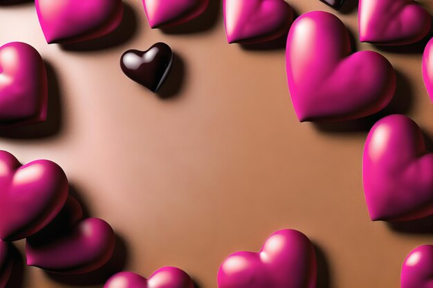 romatic hearts love background on woode table with copy space for text ad generative ai illustration