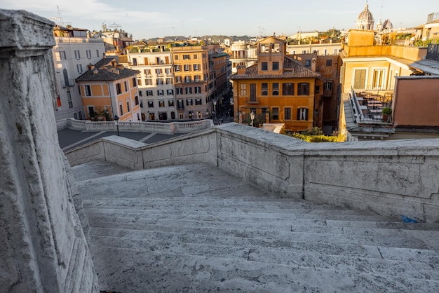 Rome cityscape from the top of Spanish stairs