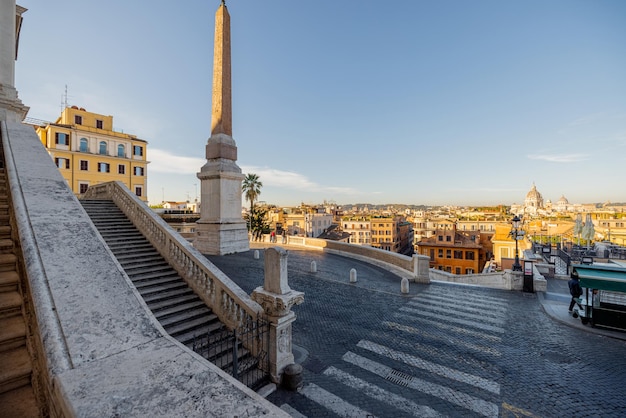 Rome cityscape from the top of Spanish stairs