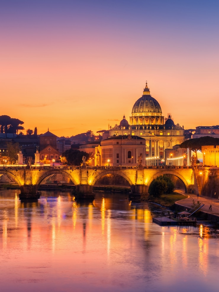 Foto rome, italië met st peter basilica van het vaticaan
