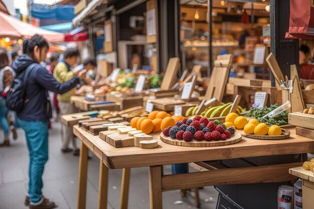 Rome Italy August 22 2016 Street market with fruits in Campo di Fiori square in Rome