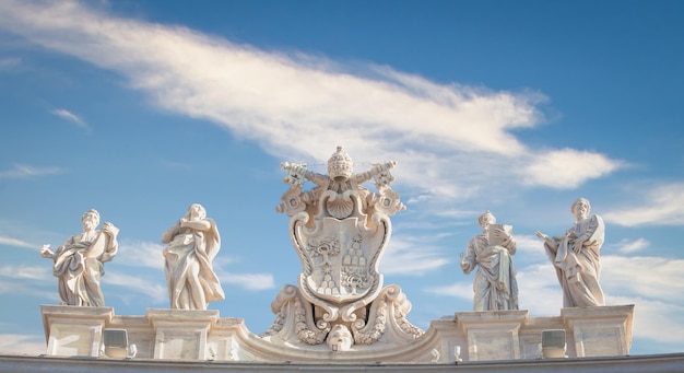 ROME ITALY CIRCA AUGUST 2020 antique Vatican symbol located in Saint Peter Square