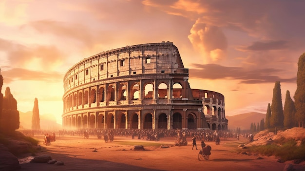 Rome Italy The Colosseum or Coliseum at sunrise