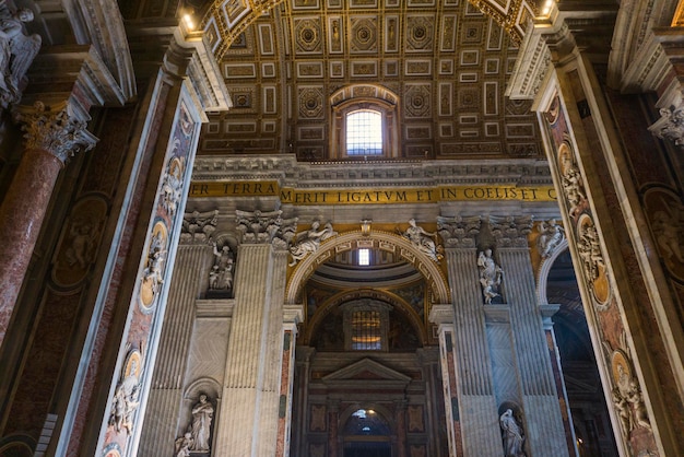 ROME ITALY JULY 17th 2018 The interior of St Peter's Basilica in Rome ItalyThe Basilica is an Italian Renaissance church in Vatican City