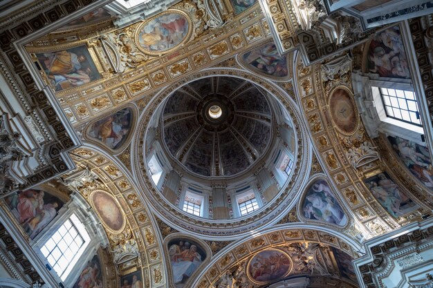 Rome, Italy - June 21, 2018: Panoramic view of interior of Basilica di Santa Maria Maggiore, or church of Santa Maria Maggiore. It is a Papal major basilica and largest Catholic Marian church in Rome