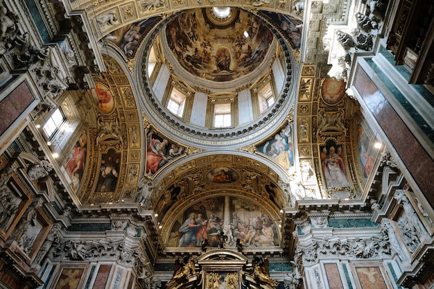 Rome, Italy - June 21, 2018: Panoramic view of interior of Basilica di Santa Maria Maggiore, or church of Santa Maria Maggiore. It is a Papal major basilica and largest Catholic Marian church in Rome