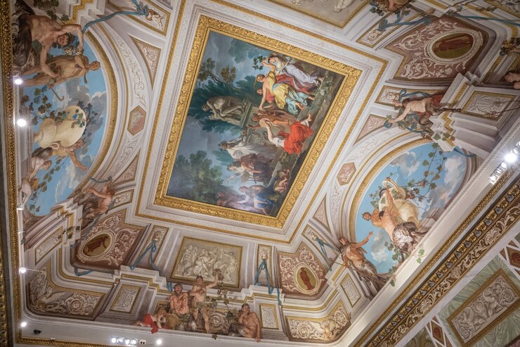 Photo rome, italy - june 22, 2018: art fresco in galleria borghese of villa borghese