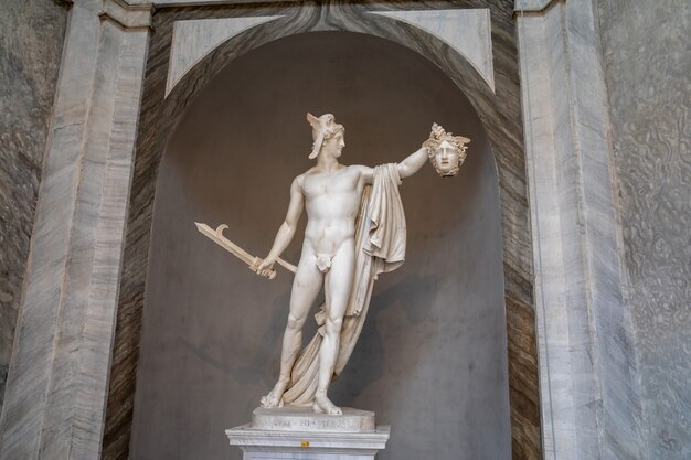 Rome, Italy - June 22, 2018: Baroque marble sculptures in Vatican museum